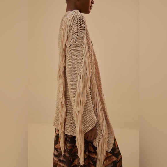 FARM Rio Sand Striped Fringe Knit Cardigan - Picture 12 of 15